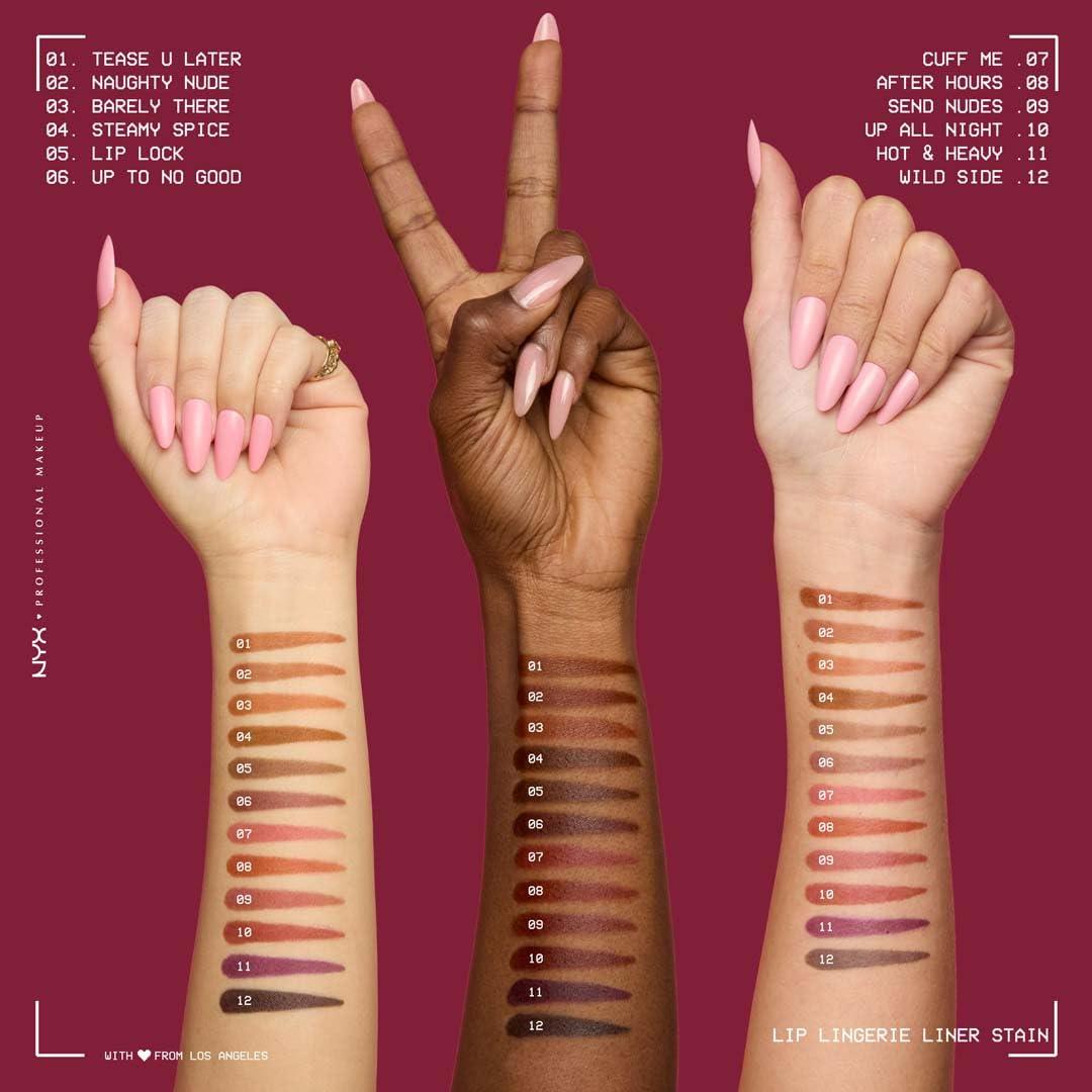 imageNYX PROFESSIONAL MAKEUP Lip Lingerie Liner Stain Seamless Make Up with AllDay Color Waterproof Lip Stain Finish Send Nudes Rosewood03 BARELY THERE