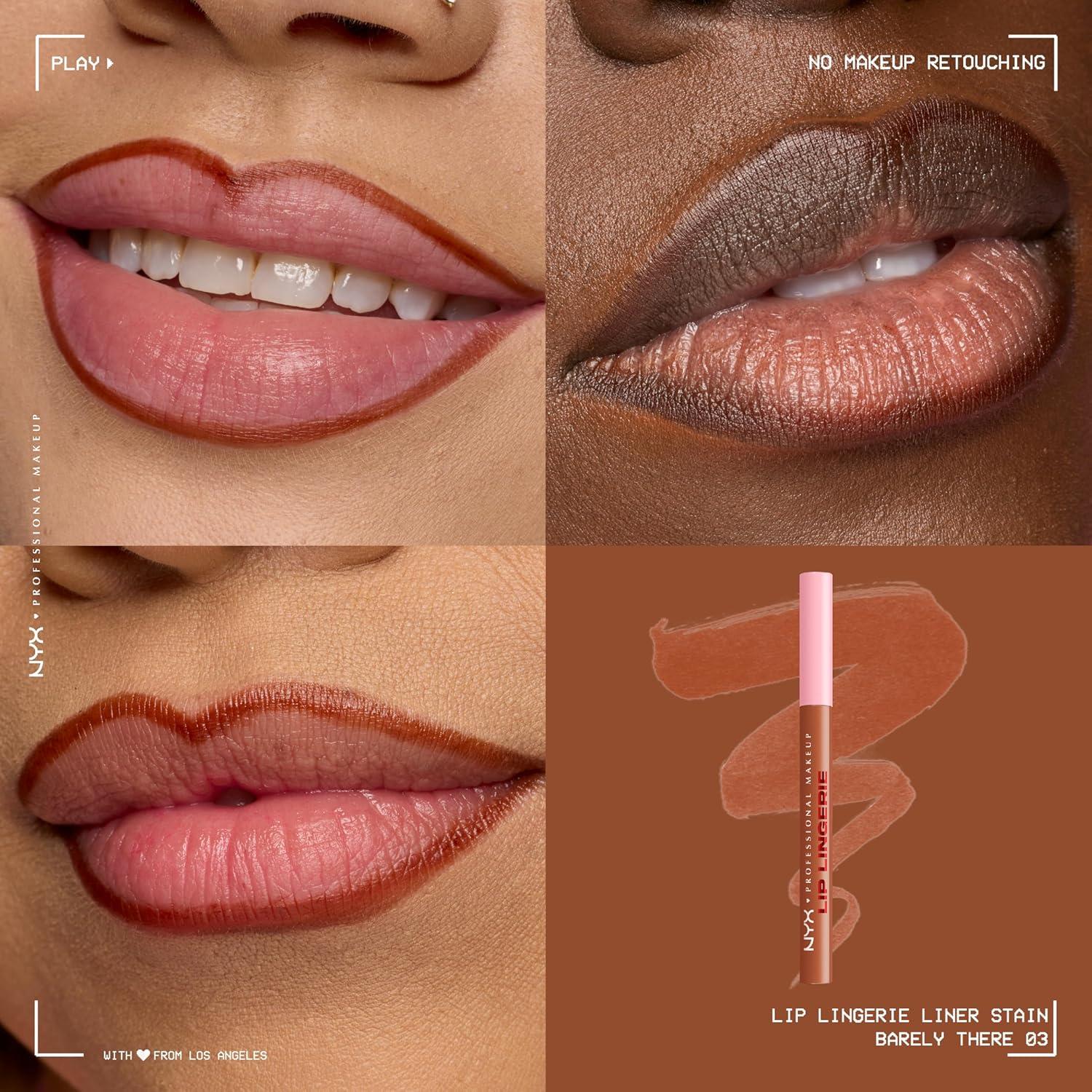 imageNYX PROFESSIONAL MAKEUP Lip Lingerie Liner Stain Seamless Make Up with AllDay Color Waterproof Lip Stain Finish Send Nudes Rosewood03 BARELY THERE
