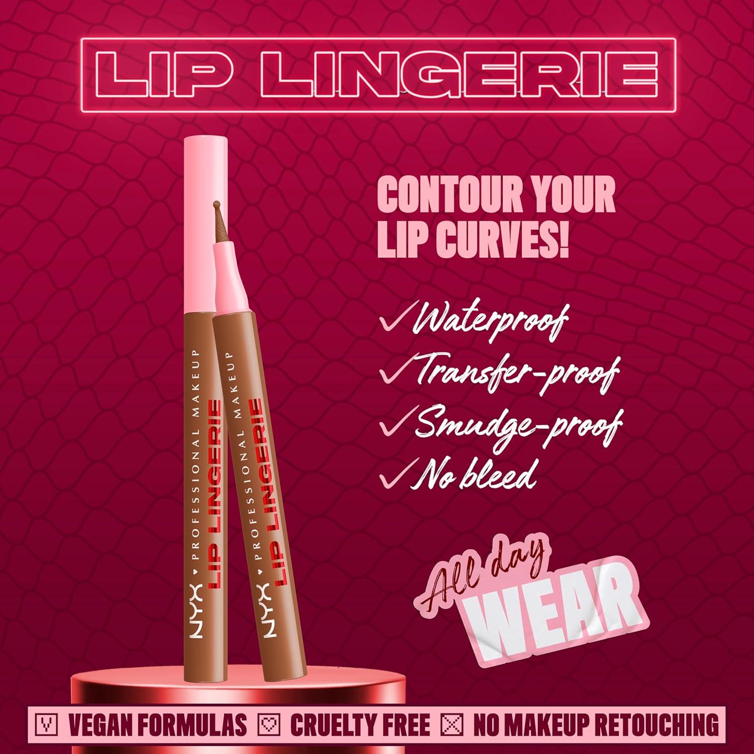 imageNYX PROFESSIONAL MAKEUP Lip Lingerie Liner Stain Seamless Make Up with AllDay Color Waterproof Lip Stain Finish Send Nudes Rosewood04 STEAMY SPICE