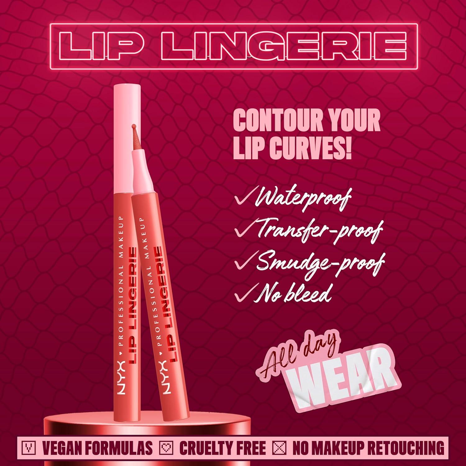 imageNYX PROFESSIONAL MAKEUP Lip Lingerie Liner Stain Seamless Make Up with AllDay Color Waterproof Lip Stain Finish Up All Night Black Cherry09 SEND NUDES