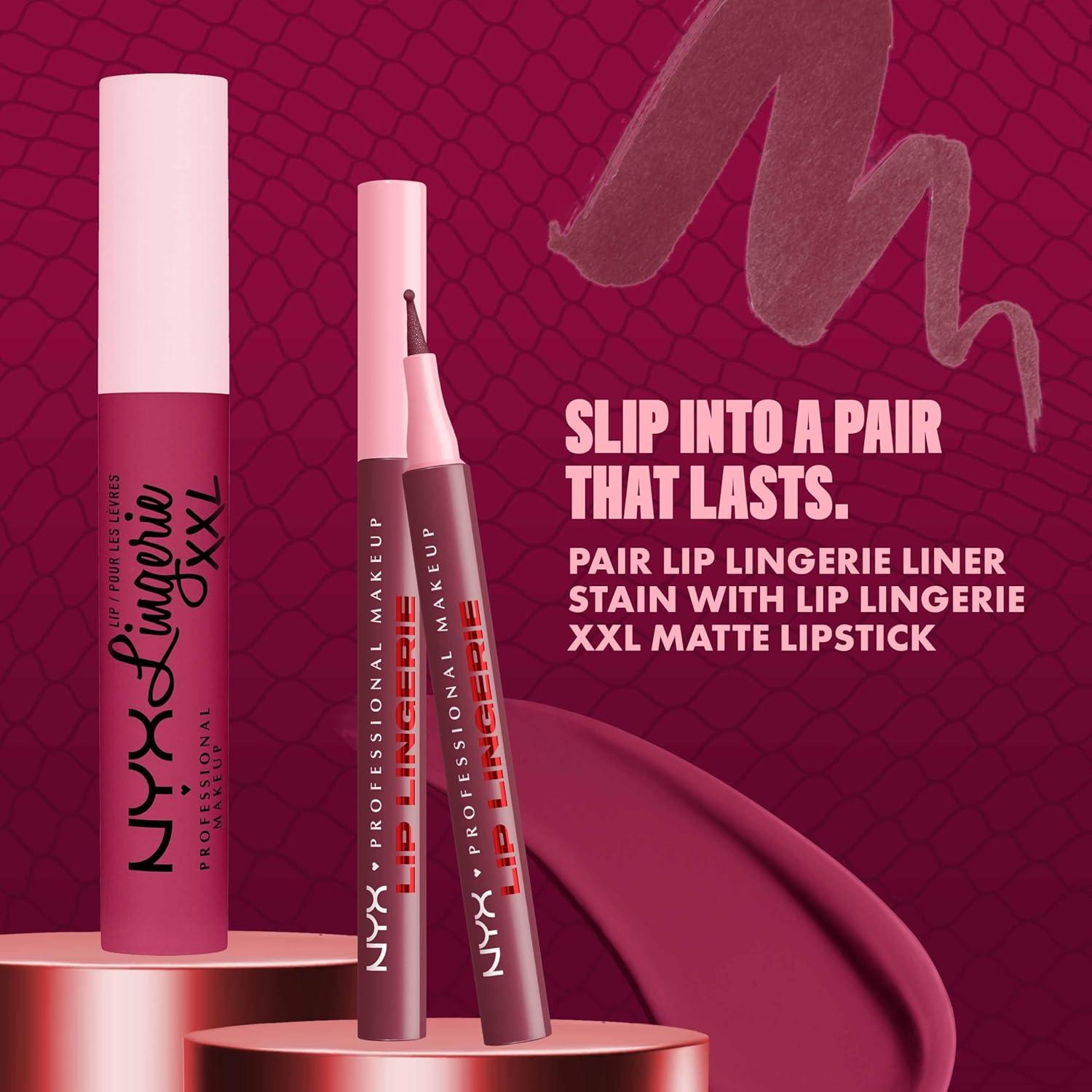 imageNYX PROFESSIONAL MAKEUP Lip Lingerie Liner Stain Seamless Make Up with AllDay Color Waterproof Lip Stain Finish Up All Night Black Cherry09 SEND NUDES