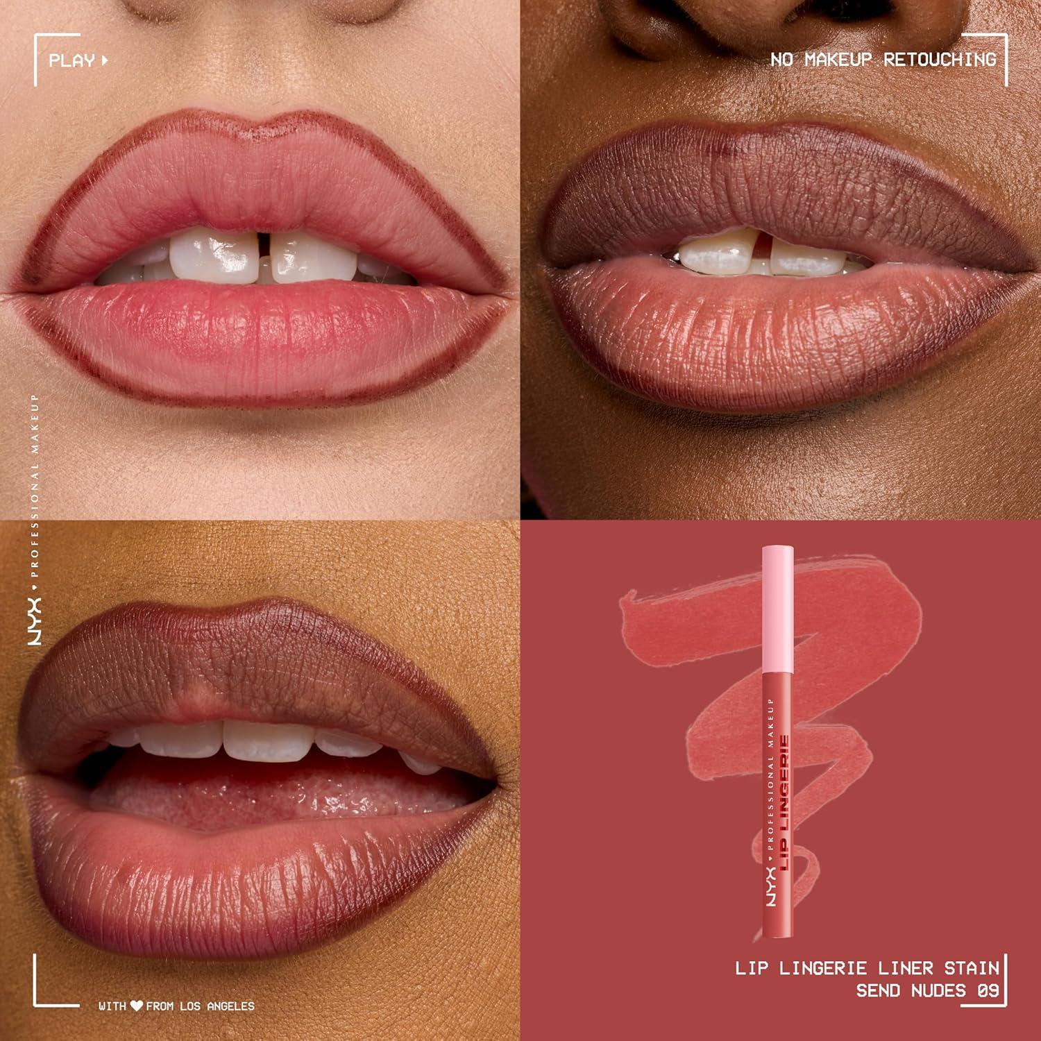 imageNYX PROFESSIONAL MAKEUP Lip Lingerie Liner Stain Seamless Make Up with AllDay Color Waterproof Lip Stain Finish Up All Night Black Cherry09 SEND NUDES